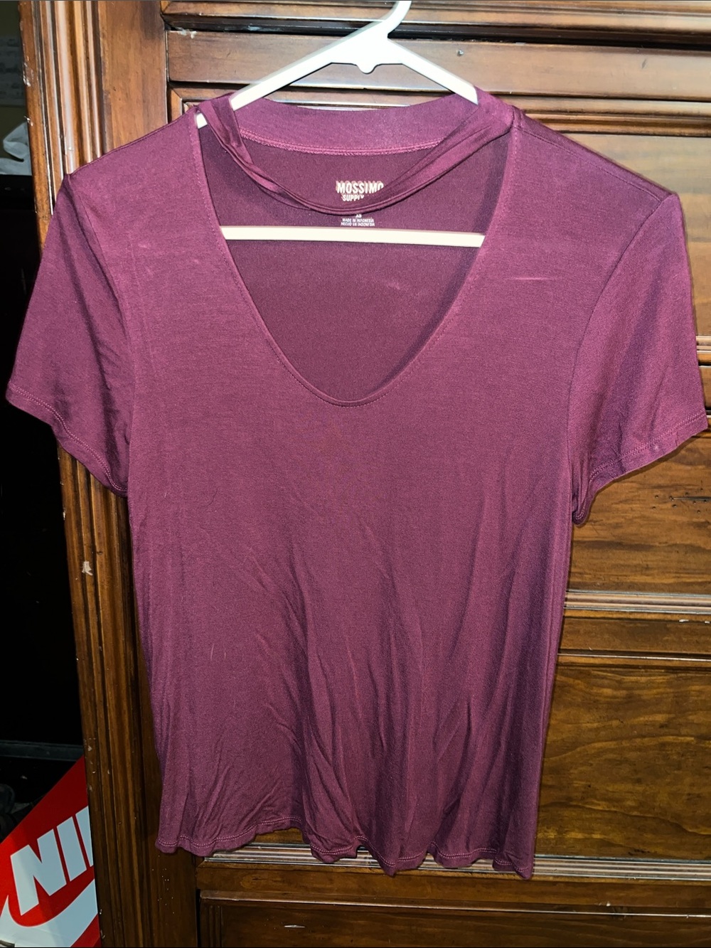 Mossimo Supply Co. Short Sleeve V-Neck Top in Plum